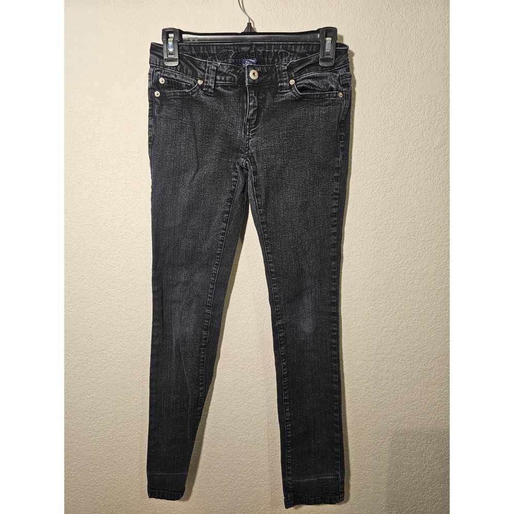 Blue Asphalt Womens Skinny Jeans Black Dark Wash Low Rise Stretch Denim Y2K SZ 3